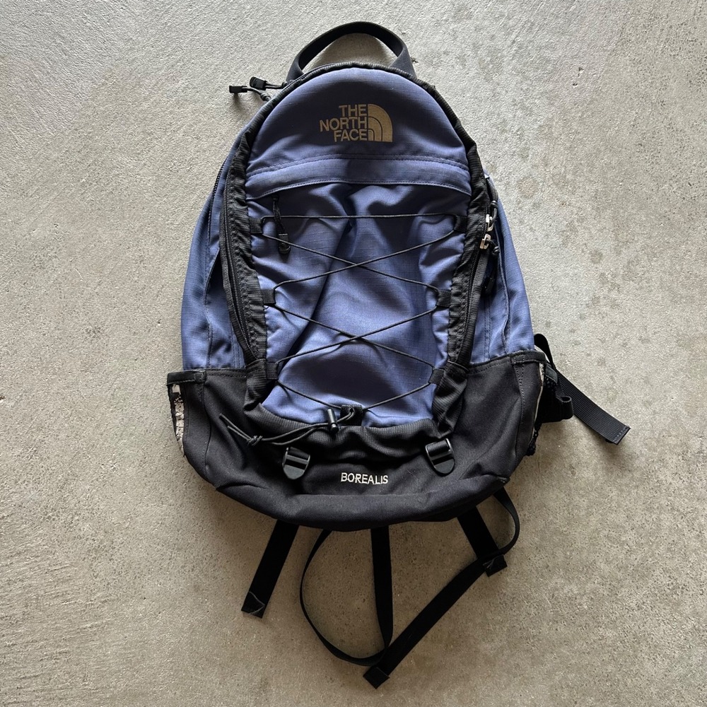 Vintage The North Face Borealis Backpack Y2K Slate Blue Black Bungee Daypack
